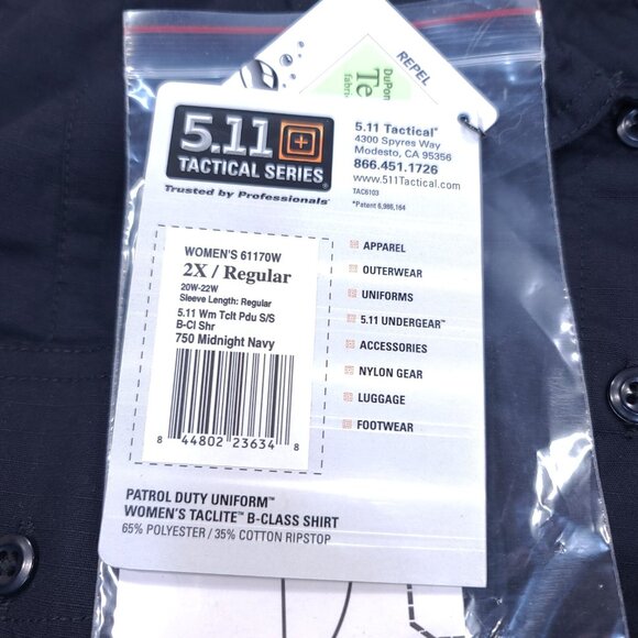 5.11 Tactical Shirt Womans 3X Midnight Navy TacLite Class B Patrol Duty Uniform - Picture 5 of 6